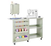 VEVOR klappbarer Nähtisch Nähmaschinentisch mit kompaktem Design & Ablagefächern & Holzklammern & magnetischem Türschloss, Mehrzwecktisch für Modestudio Kunststudio Zuhause, Hellgrün
