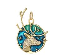 VEWIUNRENA Halskette für Damen, goldfarbenes blaues Auge, Kirsch-Halsbänder, DIY-Anhänger, Edelstahlkette, hoch, 10 Stück