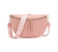 Vezluax 30x20cm umhängetasche Damen Bauchtasche Damen Groß Vegan Leder Crossbody Bag stylisch Frauen mit breitem Gurt Rosa