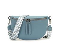 Vezluax 30x20cm umhängetasche Damen Bauchtasche Damen Groß Vegan Leder Crossbody Bag stylisch Gürteltasche Brusttasche Frauen mit breitem Gurt Rauchblau
