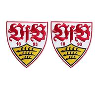VfB Stuttgart Patch 2er Set - Wappen 4.5 x 5 cm - Aufnäher | Aufbügler - Plus Lesezeichen Wir lieben Fußball