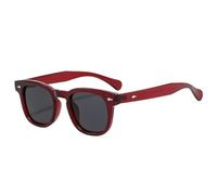 VFDHN Modische Damen-Sonnenbrille mit Nieten, Retro-Sonnenbrille, UV400, klares Brillengestell (rot/schwarz)