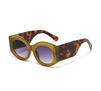 VFDHN Modische übergroße ovale Sonnenbrille für Damen, Retro, Leopardenmuster, UV400, Farbverlauf (6)