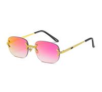 VFDHN Randlose quadratische Sonnenbrille für Damen und Herren, Vintage, Punk, kleine Sonnenbrille, verspiegelte Sonnenbrille, verspiegeltes Lila, Einheitsgröße