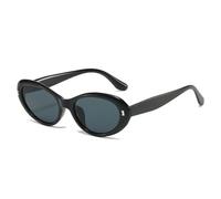 VFDHN Retro Runde Sonnenbrille Damen Mode Farbverlauf Oval Shades UV400 Männer Punk (Schwarz Schwarz)