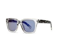 VFDHN Retro Übergroße Damen Sonnenbrille Mode Einteiler Leopardenmuster UV400 Herren Punk (C3 Transparent Blau)