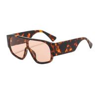 VFDHN Retro Übergroße Damen-Sonnenbrille, modisch, einteilig, Leopardenmuster, UV400, Herren, Punk, breite Beine (Leoparden-Champagner)