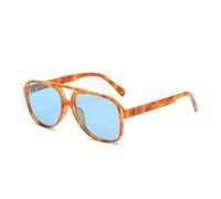 VFDHN Retro Übergroße Doppelstege Herren Polarisierte Sonnenbrille Klare Brillenfassung Damen UV400,17,Einheitsgröße