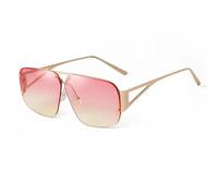 VFDHN Übergroße Sonnenbrille für Damen und Herren, Retro, randlos, Metallrahmen, Farbverlauf, UV400 (C4 Gold Pink)