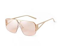 VFDHN Übergroße Sonnenbrille für Damen und Herren, Retro, randlos, Metallrahmen, Farbverlauf, UV400 (C6 Hellbraun)