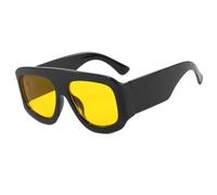 VFDHN Übergroße Sonnenbrille, modischer Farbverlauf, Damen, Luxus, Retro-Sonnenbrille, UV400, Outdoor, Herren (Schwarz/Gelb)