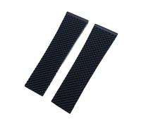 VFEBTSD Geflochtenes Silikonkautschuk-Uhrenarmband, kompatibel mit Breitling Avenger Superocean Heritage Longines Uhrenarmband(Black No Buckle,22mm)