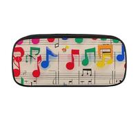 VFKLT Bunte Musiknoten-Federmäppchen, tragbares Federmäppchen, Stiftetasche, Make-up-Tasche, Aufbewahrungstasche, Stiftebox, Kosmetiktasche für Damen, Herren, Büro