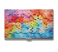 VFKLT Bunte Visitenkartenhalter an der Wand, schmal, tragbar, Metall, Visitenkarten-Organizer, Kreditkartenetui, Multi-Kartenetui für Männer und Frauen, Reisen, Büro, Silber, Einheitsgröße, lässig,