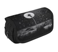 VFKLT Federmäppchen mit Löwenzahn-Motiv, doppelschichtig, großes Fassungsvermögen, Doppelreißverschluss, tragbares Stifteetui, Make-up-Tasche für Männer und Frauen, Reisen, Business, Büro, weiß,