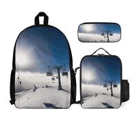 VFKLT Skilift bei Sonnenschein Rucksack mit Lunchbox, Federmäppchen, 3-teiliges Set, Reisetasche, lässiger Tagesrucksack, Laptop-Rucksack, Weiss/opulenter Garten, Einheitsgröße, Reiserucksäcke