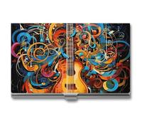 VFKLT Visitenkartenetui aus der Musik-Serie, schmal, tragbar, Metall, Visitenkarten-Organizer, Kreditkartenetui, Multi-Kartenetui für Männer und Frauen, Reisen, Büro, Silber, Einheitsgröße, lässig,