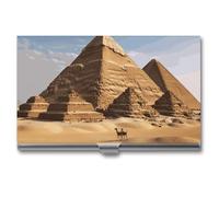 VFKLT Visitenkartenetui aus Metall, Motiv: Antikes Ägypten, Pyramidenform, schlank, tragbar, Visitenkartenetui, Visitenkarten-Organizer, Kreditkartenetui, Multi-Kartenetui für Männer und Frauen,