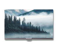 VFKLT Visitenkartenetui aus Metall, Motiv: Neblige Berge, Querformat, schlank, tragbar, Visitenkartenetui, Visitenkarten-Organizer, Kreditkartenetui, mehrere Kartenetuis für Männer und Frauen, Reisen,