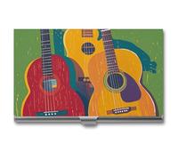 VFKLT Visitenkartenetui für Akustik- und Gitarren, schmal, tragbar, Metall, Visitenkarten-Organizer, Kreditkartenetui, Multi-Kartenetui für Männer und Frauen, Reisen, Büro, Silber, 1 Stück, Silber,