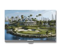 VFKLT Visitenkartenetui für Golf/Yachtclub, schlank, tragbar, Metall, Visitenkartenetui, Visitenkarten-Organizer, Kreditkartenetui, Multi-Kartenetui für Männer und Frauen, Reisen, Büro, Silber,