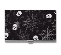 VFKLT Visitenkartenetui für Halloween, Gothic, schmal, tragbar, Metall, Visitenkarten-Organizer, Kreditkartenetui, Multi-Kartenetui für Männer und Frauen, Reisen, Büro, Silber, Einheitsgröße, lässig,