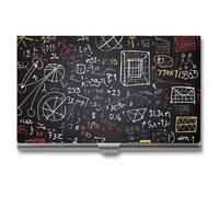 VFKLT Visitenkartenetui für Mathematik und Physik, schlank, tragbar, Metall, Visitenkartenetui, Visitenkarten-Organizer, Kreditkartenetui, Multi-Kartenetui für Männer und Frauen, Reisen, Büro, Silber,