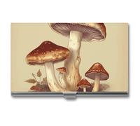 VFKLT Visitenkartenetui im Vintage-Stil, Motiv: essbare Pilze, schmal, tragbar, Metall, Visitenkarten-Organizer, Kreditkartenetui, mehrere Kartenetuis für Männer und Frauen, Reisen, Büro, Silber, 1