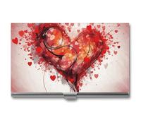 VFKLT Visitenkartenetui mit abstraktem Herz, schmal, tragbar, Metall, Visitenkarten-Organizer, Kreditkartenetui, Multi-Kartenetui für Männer und Frauen, Reisen, Büro, silber, Einheitsgröße, Casual