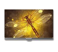 VFKLT Visitenkartenetui mit abstraktem Libellen-Design, schmal, tragbar, Metall, Visitenkarten-Organizer, Kreditkartenetui, Multi-Kartenetui für Männer und Frauen, Reisen, Büro, Silber, 1 Stück,