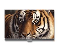 VFKLT Visitenkartenetui mit Bengal-Tiger-Motiv, schmal, tragbar, Metall, Visitenkarten-Organizer, Kreditkartenetui, Multi-Kartenetui für Männer und Frauen, Reisen, Büro, silber, Einheitsgröße, Casual