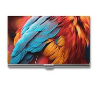 VFKLT Visitenkartenetui mit bunten Federn, schmal, tragbar, Metall, Visitenkarten-Organizer, Kreditkartenetui, Multi-Kartenetui für Männer und Frauen, Reisen, Büro, silber, Einheitsgröße, Casual