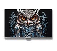 VFKLT Visitenkartenetui mit Eulen-Motiv, schmal, tragbar, Metall, Visitenkarten-Organizer, Kreditkartenetui, Multi-Kartenetui für Männer und Frauen, Reisen, Büro, silber, Einheitsgröße, Casual