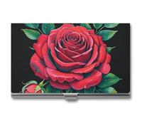 VFKLT Visitenkartenetui mit Gothic-Rose, schmal, tragbar, Metall, Visitenkarten-Organizer, Kreditkartenetui, Multi-Kartenetui für Männer und Frauen, Reisen, Büro, Silber, Einheitsgröße, lässig,