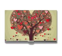 VFKLT Visitenkartenetui mit Herz-Baum, schmal, tragbar, Metall, Visitenkarten-Organizer, Kreditkartenetui, Multi-Kartenetui für Männer und Frauen, Reisen, Büro, Silber, Einheitsgröße, lässig, Silber,