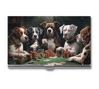 VFKLT Visitenkartenetui mit Hunde-Motiv, schlank, tragbar, Metall, Visitenkartenetui, Visitenkarten-Organizer, Kreditkartenetui, Multi-Kartenetui für Männer und Frauen, Reisen, Büro, Silber,