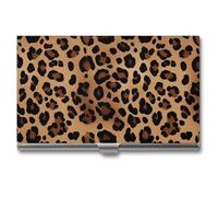 VFKLT Visitenkartenetui mit Leopardenmuster, schlank, tragbar, Metall, Visitenkarten-Organizer, Kreditkartenetui, Multi-Kartenetui für Männer und Frauen, Reisen, Büro, Silber, Einheitsgröße, lässig,