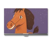 VFKLT Visitenkartenetui mit Pferde-Motiv, schmal, tragbar, Metall, Visitenkarten-Organizer, Kreditkartenetui, Multi-Kartenetui für Männer und Frauen, Reisen, Büro, Silber, Einheitsgröße, lässig,