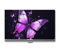 VFKLT Visitenkartenetui mit Schmetterlings-Motiv, schmal, tragbar, Metall, Visitenkarten-Organizer, Kreditkartenetui, Multi-Kartenetui für Männer und Frauen, Reisen, Büro, Silber, Einheitsgröße,