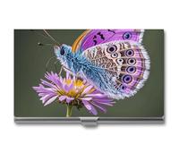 VFKLT Visitenkartenetui mit Schmetterlings-Motiv, schmal, tragbar, Metall, Visitenkarten-Organizer, Kreditkartenetui, Multi-Kartenetui für Männer und Frauen, Reisen, Büro, Silber, 1 Stück, Silber, One