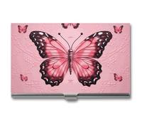 VFKLT Visitenkartenetui mit Schmetterlingsmotiv, schmal, tragbar, Metall, Visitenkartenetui, Visitenkarten-Organizer, Kreditkartenetui, Multi-Kartenetui für Männer und Frauen, Reisen, Büro, Silber,