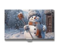 VFKLT Visitenkartenetui mit Schneemann-Design, schlank, tragbar, Metall, Visitenkarten-Organizer, Kreditkartenetui, Multi-Kartenetui für Männer und Frauen, Reisen, Büro, Silber, Einheitsgröße, Silber,