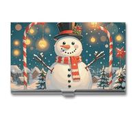 VFKLT Visitenkartenetui mit Schneemann-Motiv, schmal, tragbar, aus Metall, Visitenkarten-Organizer, Kreditkartenetui, mehrere Kartenetuis für Männer und Frauen, Reisen, Büro, silberfarben, Silber, One