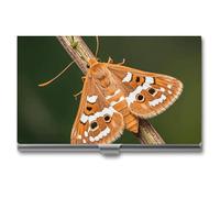 VFKLT Visitenkartenetui mit schönem Mottenmotiv, schlank, tragbar, Metall, Visitenkarten-Organizer, Kreditkartenetui, Multi-Kartenetui für Männer und Frauen, Reisen, Büro, Silber, Einheitsgröße,