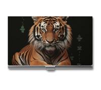 VFKLT Visitenkartenetui mit Tiger und Pfoten, schlank, tragbar, Metall, Visitenkarten-Organizer, Kreditkartenetui, Multi-Kartenetui für Männer und Frauen, Reisen, Büro, Silber, Einheitsgröße, Silber,