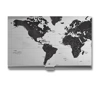 VFKLT Visitenkartenetui mit Weltkarte, schlank, tragbar, Metall, Visitenkartenetui, Visitenkarten-Organizer, Kreditkartenetui, Multi-Kartenetui für Männer und Frauen, Reisen, Büro, Silber, 1 Stück,