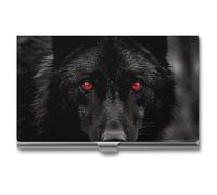 VFKLT Visitenkartenetui mit Wolf, schmal, tragbar, Metall, Visitenkartenetui, Visitenkarten-Organizer, Kreditkartenetui, Multi-Kartenetui für Männer und Frauen, Reisen, Büro, Silber, Einheitsgröße,