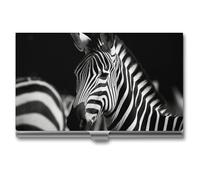 VFKLT Visitenkartenetui mit Zebramuster, schmal, tragbar, Metall, Visitenkarten-Organizer, Kreditkartenetui, Multi-Kartenetui für Männer und Frauen, Reisen, Büro, Silber, Einheitsgröße, Silber, One