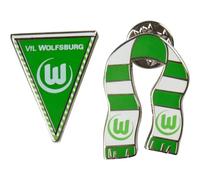 VfL Wolfsburg Pin 2er-Set - Offizielle Anstecknadeln | Fußball Fan Pins aus Metall | Fanartikel für Kleidung, Rucksack & Cap