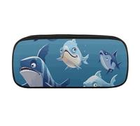 VFMKT Federmäppchen aus Leder, wasserdicht, niedliches Federmäppchen, Reise-Kosmetiktasche, Make-up-Tasche, Organizer, Stifthalter für Männer und Frauen, Ozeanfisch